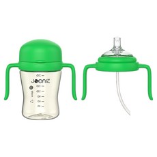 주니 자기주도 2세대 컵 210ml + 빨대컵 해드 데롱추 + 일반빨대 세트, 그린, 1세트