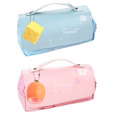 TODAY LIVING 軟Q舒壓鉛筆盒 2件組 R98431A, 1套, 藍色, 粉紅色