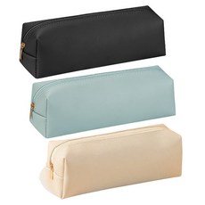 TODAY LIVING 皮革大容量簡約現代高級拉鍊鉛筆袋3件組 R98289Z, 1套, 黑色, 薄荷綠, 米色