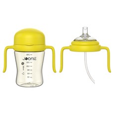 주니 자기주도 2세대 컵 210ml + 빨대컵 해드 데롱추 + 일반빨대 세트, 옐로우, 1세트