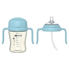 주니 자기주도 2세대 컵 210ml + 빨대컵 해드 데롱추 + 일반빨대 세트, 블루, 1세트