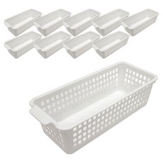 elelliving 多功能收納整理寬型籃子, 白色, 6個