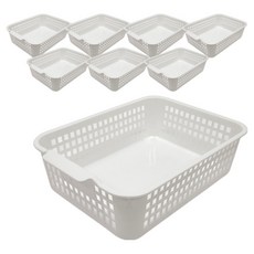 elelliving 多功能收納整理寬型籃, 白色, 6個