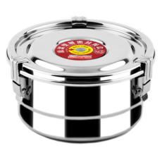 Chieh Pao 潔豹 304不銹鋼 康潔雙層密封餐盒 12cm 600ml, 1個, 銀色