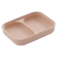 TACKAON 嬰幼兒用 123 吸附式雙格餐盤, 1個, 米粉色