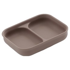 TACKAON 嬰幼兒用 123 吸附式雙格餐盤, 1個, 棕色