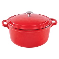 Amercook LA PLURIEL 多彩加厚白琺瑯鑄鐵鍋組, 1個, 赫本紅, 24cm