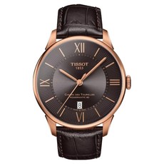 TISSOT 天梭 杜魯爾 Powermatic 80 棕色錶盤棕色皮革錶帶 男士手錶 42mm