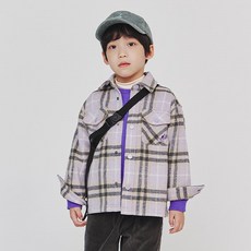KANGOL KIDS 兒童法蘭絨藍色格紋襯衫 OD 0004