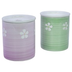 Dongyang House Neo陶瓷茶匙筒2件組, 1套, 茶匙筒 紫色 + 茶匙筒 綠色, 紫色, 綠色