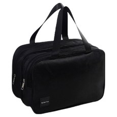 Market Plan 雙口袋多功能乾濕分離盥洗包, 黑色