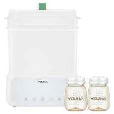 YOUHA 優合 多功能消毒烘乾鍋 附PPSU寬口儲乳瓶 210ml 2個, YH-2030, 白色
