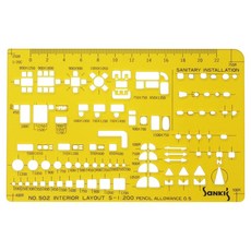 SaNKI's 模板繪圖模型尺 家具型板 1/200 140 x 90 mm NO.502, 1個, 單一顏色