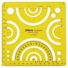 SaNKI's 模板 製圖 模型尺 圓周1/2 150 x 150 mm NO.840640, 1個, 單一顏色