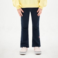 JELISPOON 女童蝴蝶結徽章重點斜紋彈性內搭褲