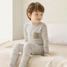 unifriend 兒童繪圖車60支棉質彈性九分內衣上下套裝