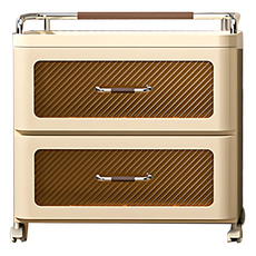 小麥購物 置物小推車 L1276 大, 2層, 奶油色