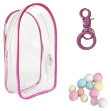 거친언니 라부부 보관 키링 가방 핑크 + 키링 + 색깔공 세트, 1세트