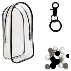 強勢姐姐 Labubu 收納鑰匙圈包 黑色 + 鑰匙圈 + 彩色球套組, 1套