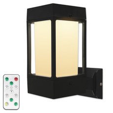 WONHA 國家太陽能三色轉換門柱壁燈+遙控器組, 黑色