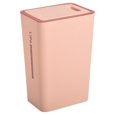 Life+ 日系簡約 按壓式彈蓋垃圾桶 8L, 乾燥玫瑰粉