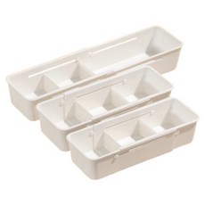 甜蜜商店 可調節長度隔板收納盒 廚房整理盒 小型, 白色, 3個