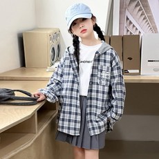 Misopapa 兒童款 MB 格紋連帽襯衫