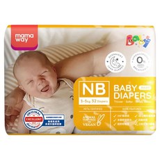 mama way 媽媽餵 黏貼型紙尿褲, NB, 32片