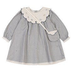 에뜨와 여아용 레일린 체크 면 원피스
