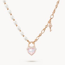 LOLA ROSE 女款 Heart Lock 珍珠方晶鋯石愛心時尚項鍊 LR52103