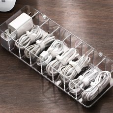 Awesome People壓克力耳機USB線整理盒 8格 開放型, 1個, 透明