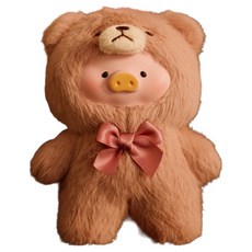 TOYZEROPLUS Lulu The Piggy 復古泰迪熊商店系列 毛絨公仔鑰匙圈 隨機出貨, 1個