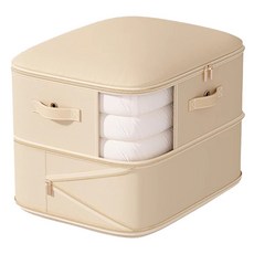 小麥購物 大容量可透視真空壓縮收納袋 L1442 米色 2層, 1個, 1個裝