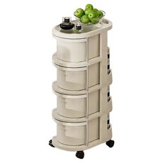 小麥購物 可移動抽屜式多功能置物小推車 L1446 41 x 29 x 75cm, 奶油色, 4層