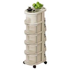 小麥購物 可移動抽屜式多功能置物小推車 L1446 41 x 29 x 92cm, 5層, 奶油色