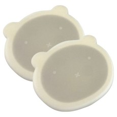 矽膠吸盤碗 + 蓋子, 象牙米色, 2套