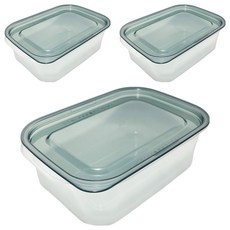 INOMATA 角型保鮮盒 1844 黑色 950ml, 3個