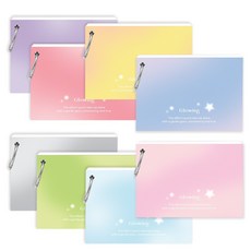 WANNATHIS 閃亮線條活頁單字卡索引卡8件組, 混合色, 1套