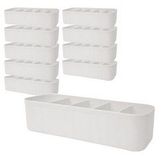 elelliving 分格化妝台衣櫃抽屜襪子內衣收納盒, 10個, 白色