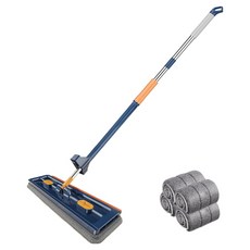 地板平拖清潔墊 + 超細纖維濕拖布 4件組 海軍藍, 1個