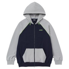 NEDRY 男女通用肩部滾邊拉克蘭連帽拉鍊外套, 海軍