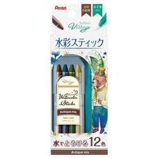 Pentel 飛龍文具 Vistage 水彩棒 復古色 + 水筆 GSS1-12AN, 1套, 12色