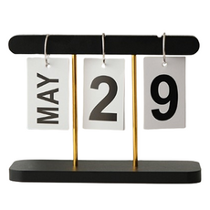 Ilsangsokbanzzak 原木翻頁式D-Day日曆, 圓形黑色, 1個