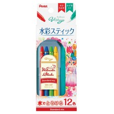 Pentel 飛龍文具 Vistage 水彩棒 標準色 + 水筆 GSS1-12ST, 1套, 12色