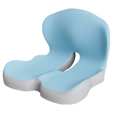 YUNMI 一體式記憶棉護腰臀坐墊/中空透氣減壓辦公室坐墊, 藍灰拼色