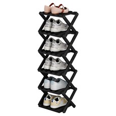 小麥購物 竹製免安裝折疊收納鞋架 L1448 26 x 26 x 88cm 6層, 黑色, 1個