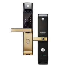 Yale 耶魯 指紋卡片四合一電子鎖 髮絲金, YDM7216A, 簡單配送