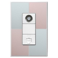 TILINS Gallery 薄荷玫瑰 通訊1孔插座 薄荷玫瑰 + 白色框架 CATV 2路 + RJ45, 1個