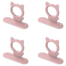 THE ZAKKA Neko 貓咪黏貼式矽膠馬桶蓋把手 4入, 粉紅色