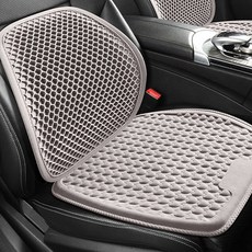 Chronicle 車用通風涼感椅套 涼感坐墊 + 腰部支撐墊套組 適用所有車款, 1套, 淺灰色